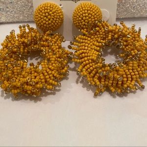 Mustard loop beaded embellished seed earrings